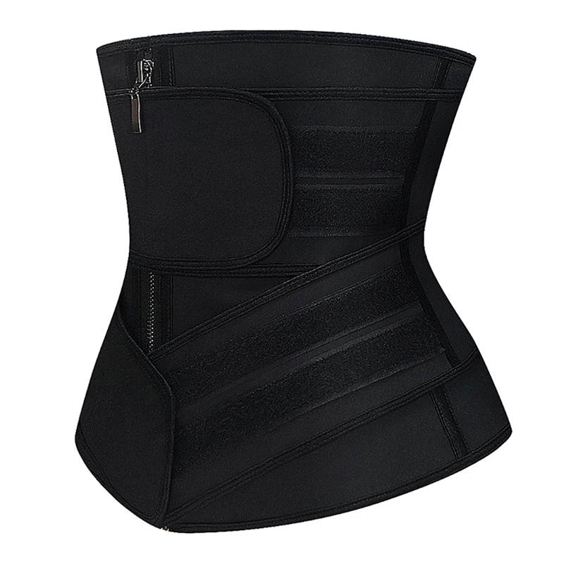 Latex Waist Trainer Waist Cincher Shaper 9 Steel Boned Zipper & Hooks Firm Body Shapewear Stomach Slimming Belt Double Straps