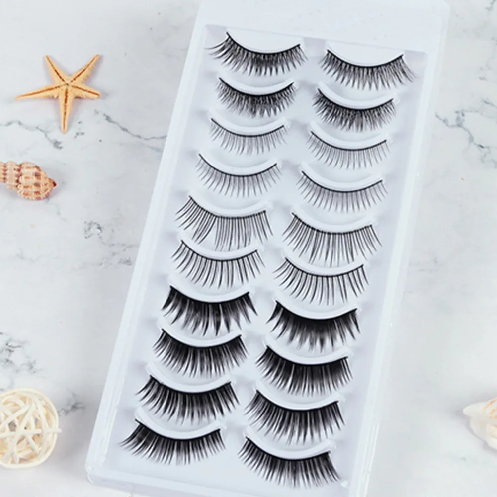

10Pairs 3D Mink Eyelashes Natural Thick Long False Eyelashes Reusable Make Up Curling Eyelashes Dramatic Extension maquiagem