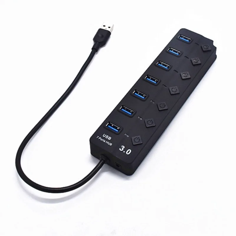 

USB hub 3.0 high-speed 4/7 ports USB 3.0 hub splitter adapter on/off switch with EU power adapter for MacBook laptops