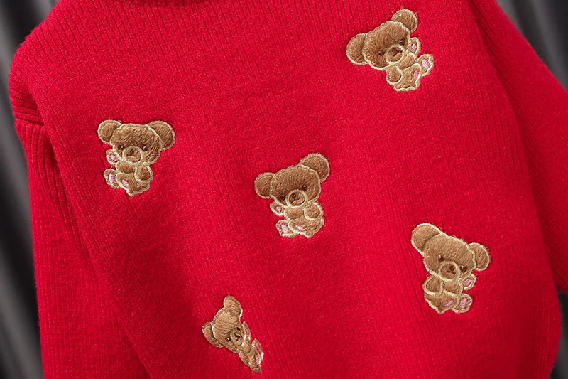 Su&eacute;ter de manga larga para ni&ntilde;as peque&ntilde;as, traje de princesa con falda de l&iacute;nea A, ropa de beb&eacute;, bonito oso, primavera y oto&ntilde;o-3