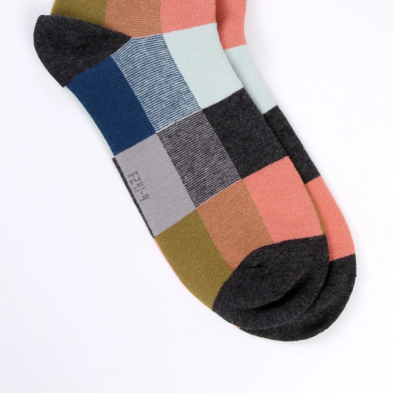 

2020 New Combed Cotton Men's Socks Stylish Colorful Lattice Design Soft Comfortable Business Party Dress Socks Men Size 38-45