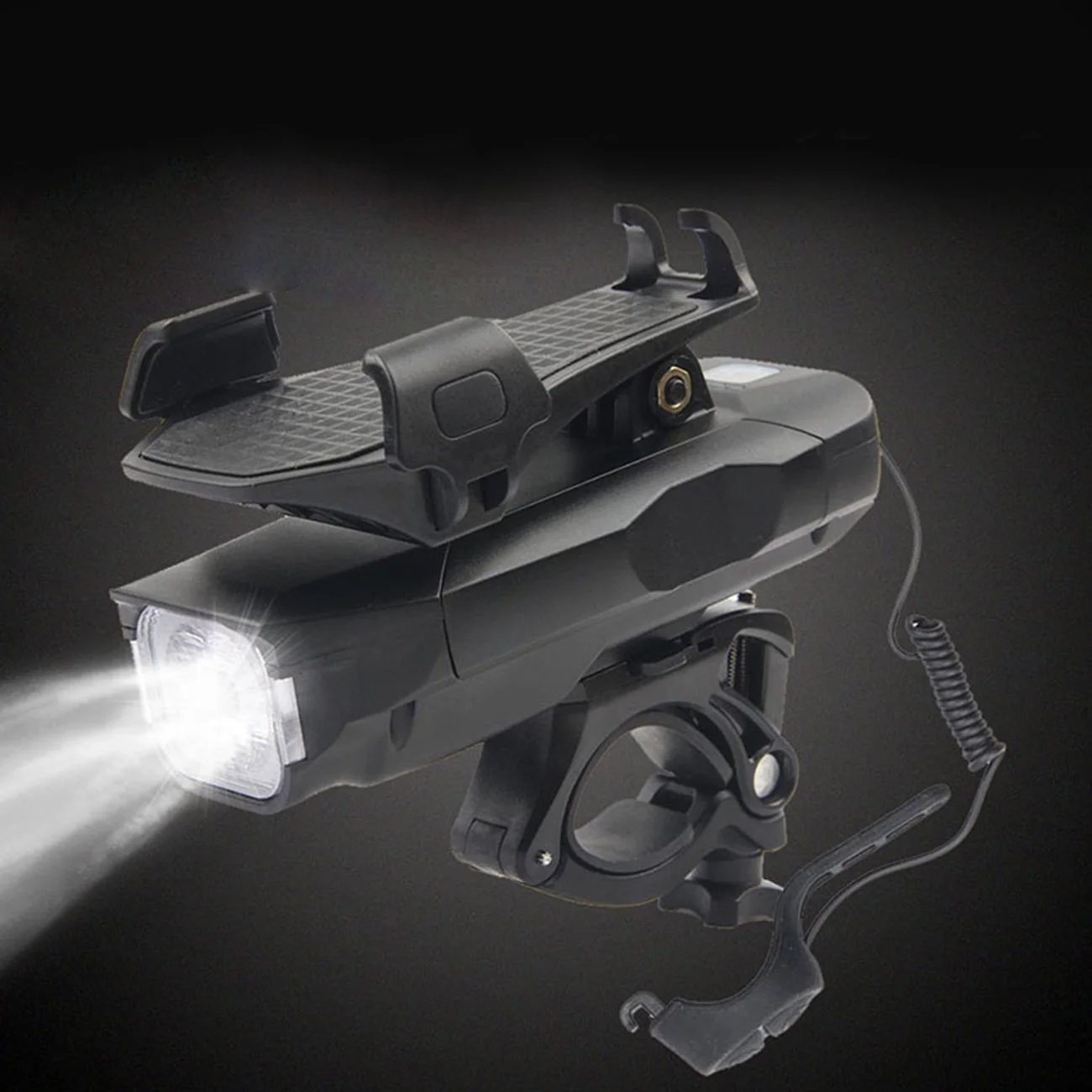 

Bike Lights Front Lamp USB Rechargeable 4 in 1 Bicycle Headlight with Bracket Phone Holder