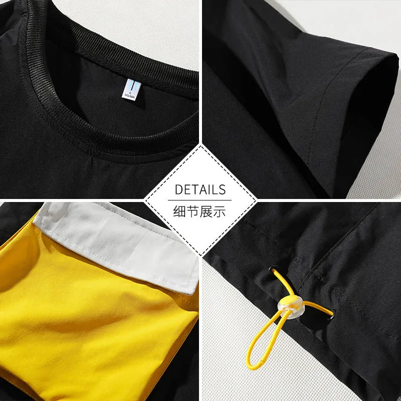 Летние мужские комплекты с большими карманами спортивная одежда модная черного