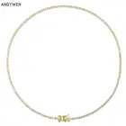 Цепочка-чокер из серебра 100% пробы с фианитом, 925 см