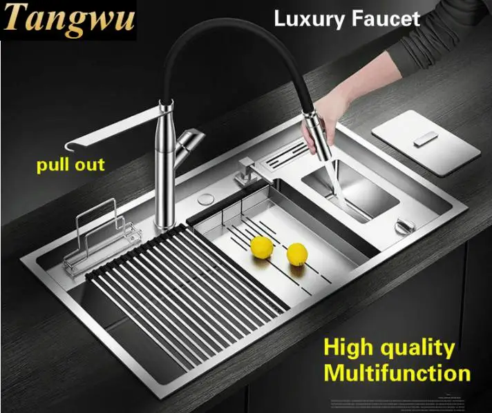 Бесплатная доставка горячая Распродажа роскошная кухонная раковина с кнопочной