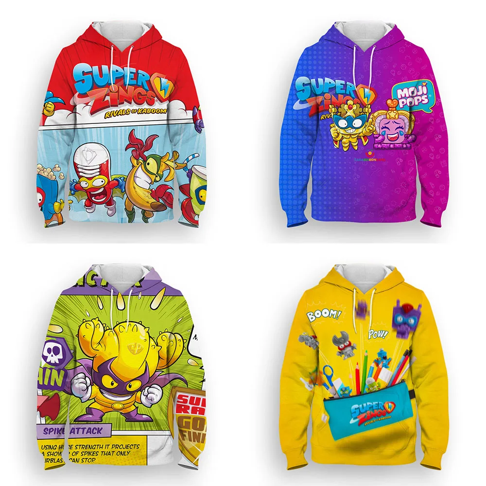 

Children Super Zings Hoodie Boys Girls Cartoon 3D Printed Pullovers Kids Superzings Sweatshirt Harajuku Streetwear Anime Hip Hop