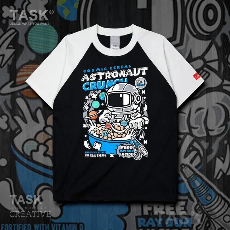 

Illustration Astronaut Snacks Print Fashion 2020 Solid t shirt new Tops mens sports 100%cotton Streetwear casual summer Harajuku
