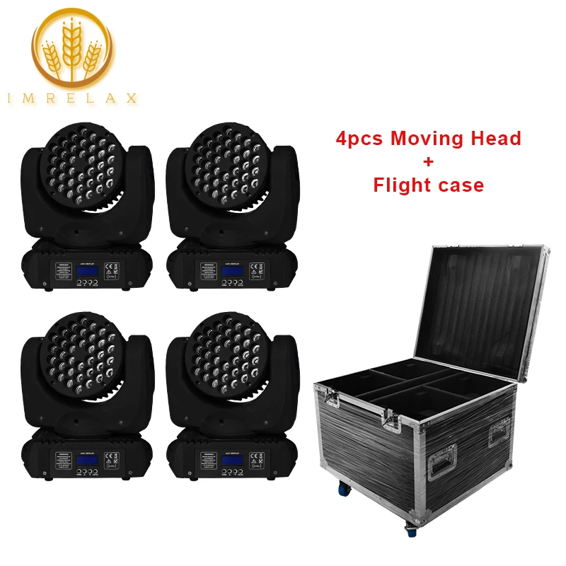 IMRELAX 4 шт. 36*3 Вт RGBW Луч моющийся движущийся головной свет с футляром для полета