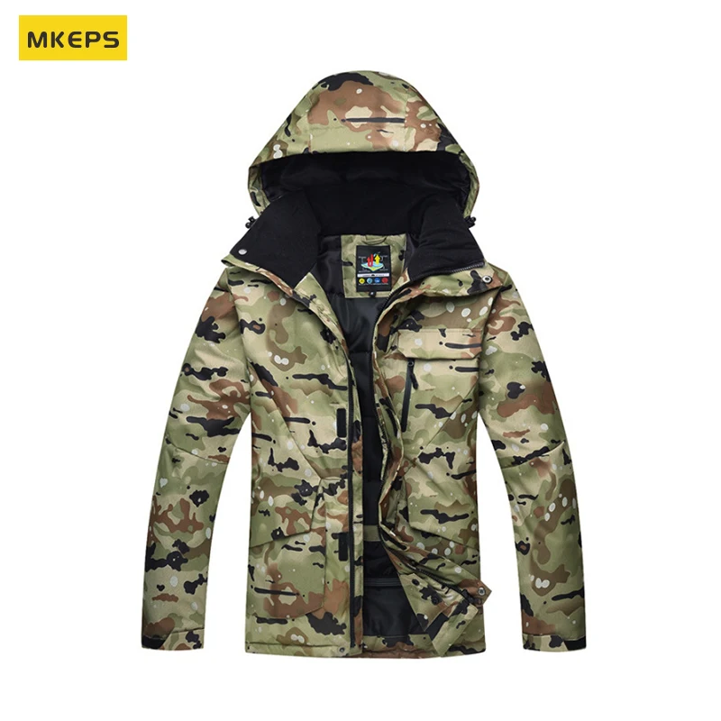 

MKEPS Men's Mountain Waterproof Ski Jacket Hooded Windbreakers Windproof Raincoat Winter Warm Snow Coat