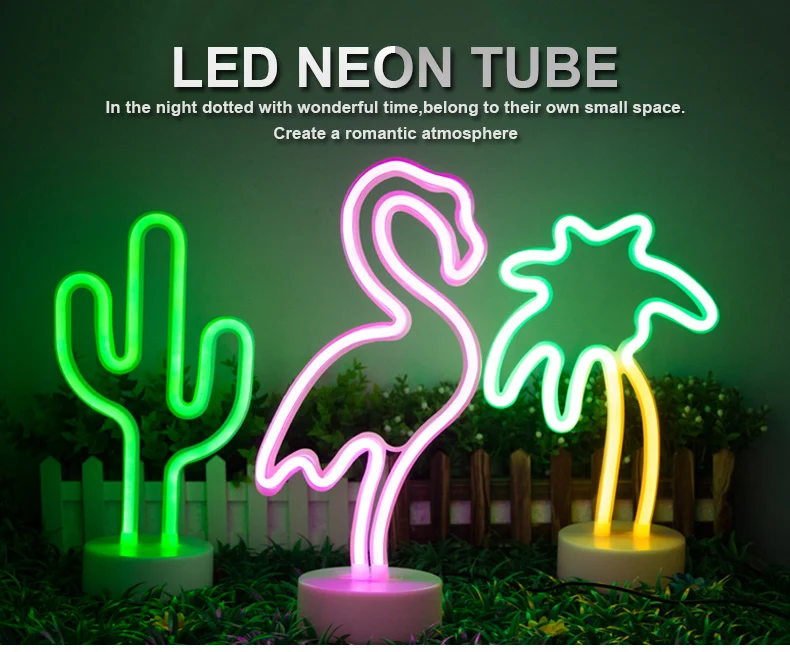 Радужные светодиодные неоновые вывессветильник в виде фламинго лампа для