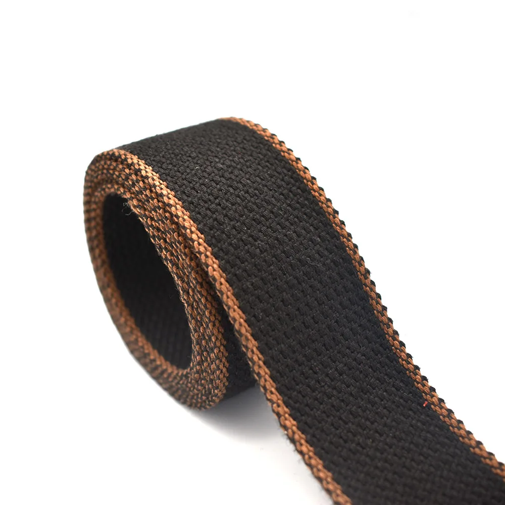 

1.5'' Black Brown Cotton Blend Webbing Striped Polyester webbing Dog Collar Webbing Ribbon Trim Key Fob Webbing Fabric Belt 38mm