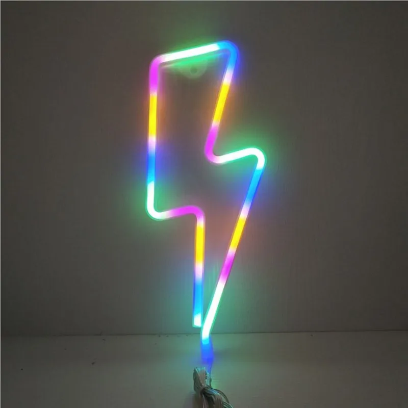 Colorful LED Neon Sign Lightning Shaped Night Light Decorative Table Lamp For Home Party Wedding Xmas Gift Neon Light Sign Lamp
