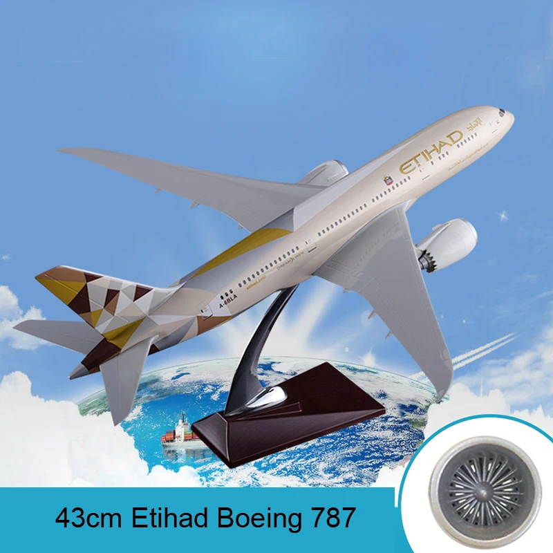 Модель самолета преноу 43 см из смолы для Боинг 787 модель B787 на подставке коллекция