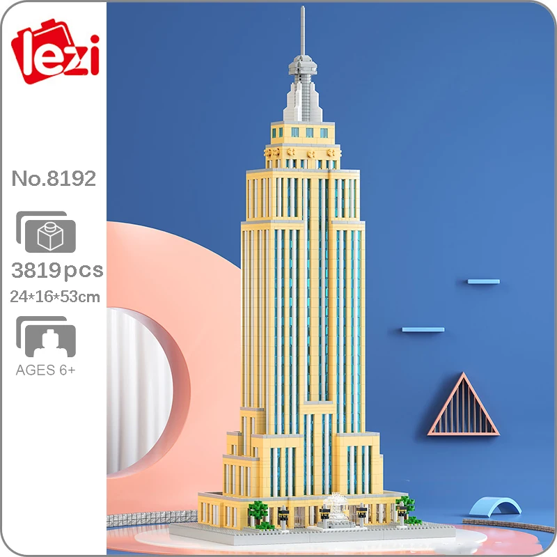 Lezi-construcción del imperio de Nueva York para niños, 8192, arquitectura mundial, construcción, modelo 3D, Mini bloques de diamante, juguete, sin caja