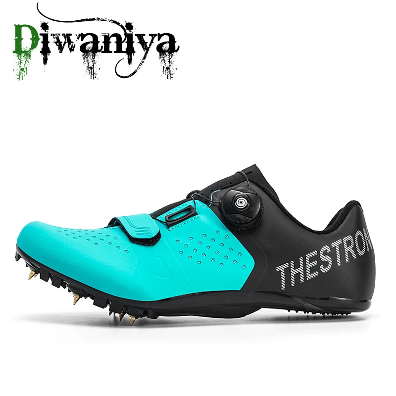 

Rotating self-locking Track Field Shoes Women Spikes Sneakers Black Running Training Shoes Lightweight Men Spike Sport Shoes