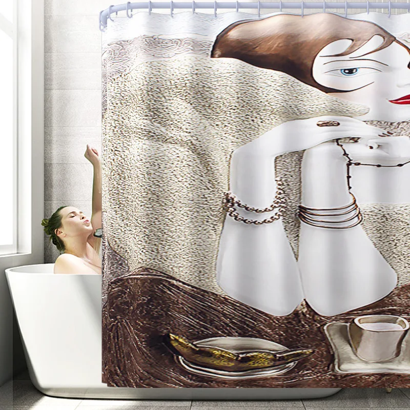 

Bath Mat Set for Bathroom Carpet Rug Waterproof Shower Curtain Absorbent Toilet Seat Cover Mat and Anti-slip Floor Carpet Set