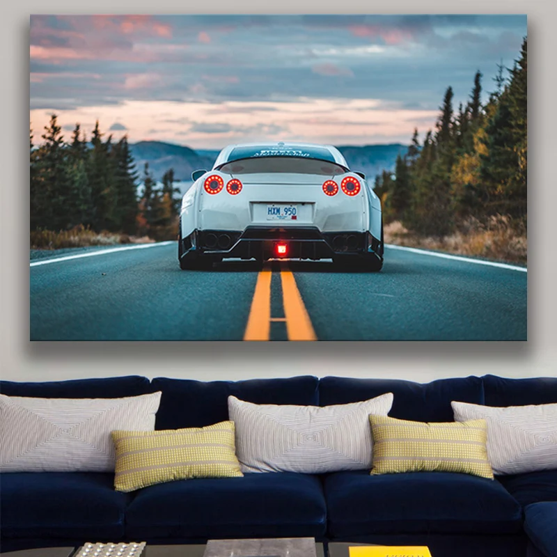 

Landscape Nissan GTR Supercar Decoration Bedroom Wallpaper HD Prints Canvas Painting Wall Home Furnishing