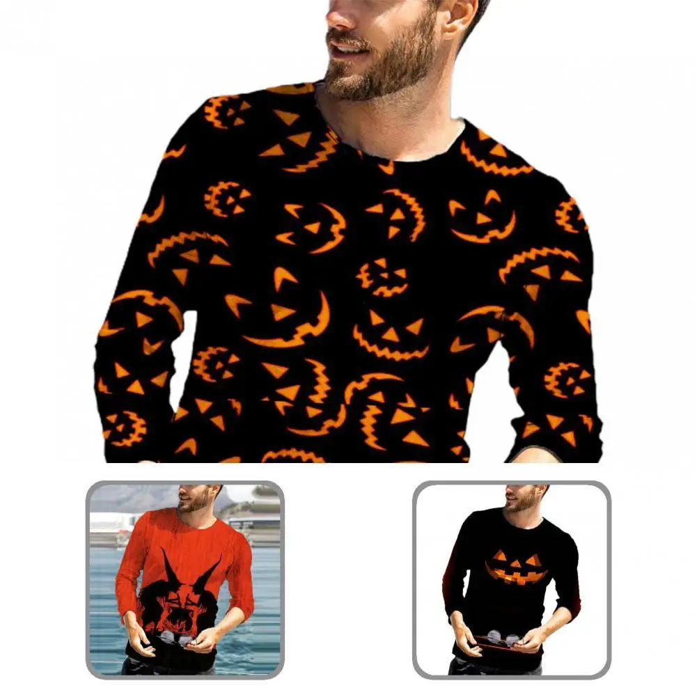 

Letter Stylish Round Neck Loose Top Halloween Men Shirt O Neck for Party