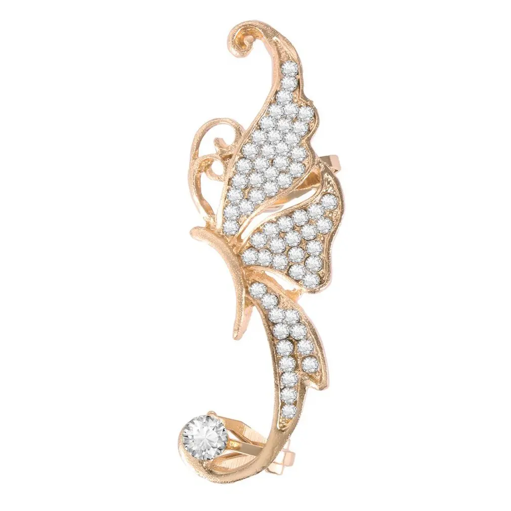 1 шт. женские серьги-клипсы стразы серьги в форме бабочки металлические клипсы