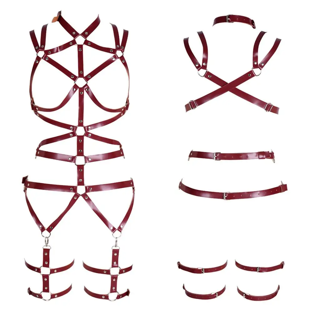 

Full Body Leather Lingerie Belt Crop Top Chest Women Garter Belts Waist Bondage Suspender Punk Sexy Body Harness Bra Party Wear