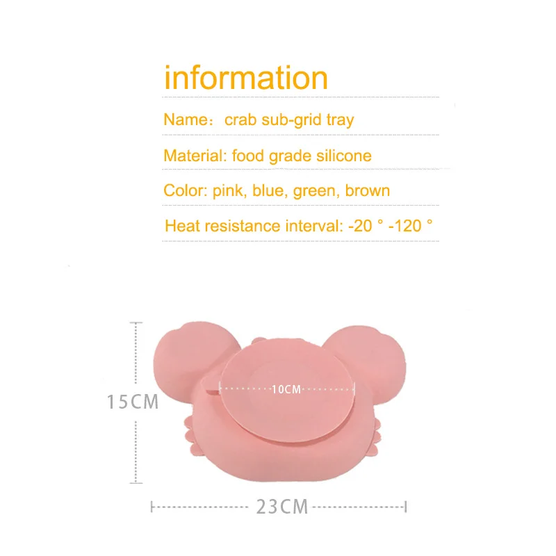 

Cartoon Crab Baby Dinner Plate Anti-fall Silicone Food Bowl Dishes Anti-slip And High Temperature Kids Tableware Kitchen Supplie