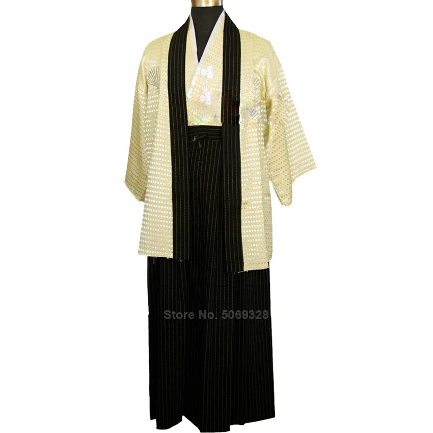 

2021 Classic Japanese Samurai Kimono For Men Traditional Japan Clothing Long Yukata Robe Gown Ninja Retro Cosplay Performance