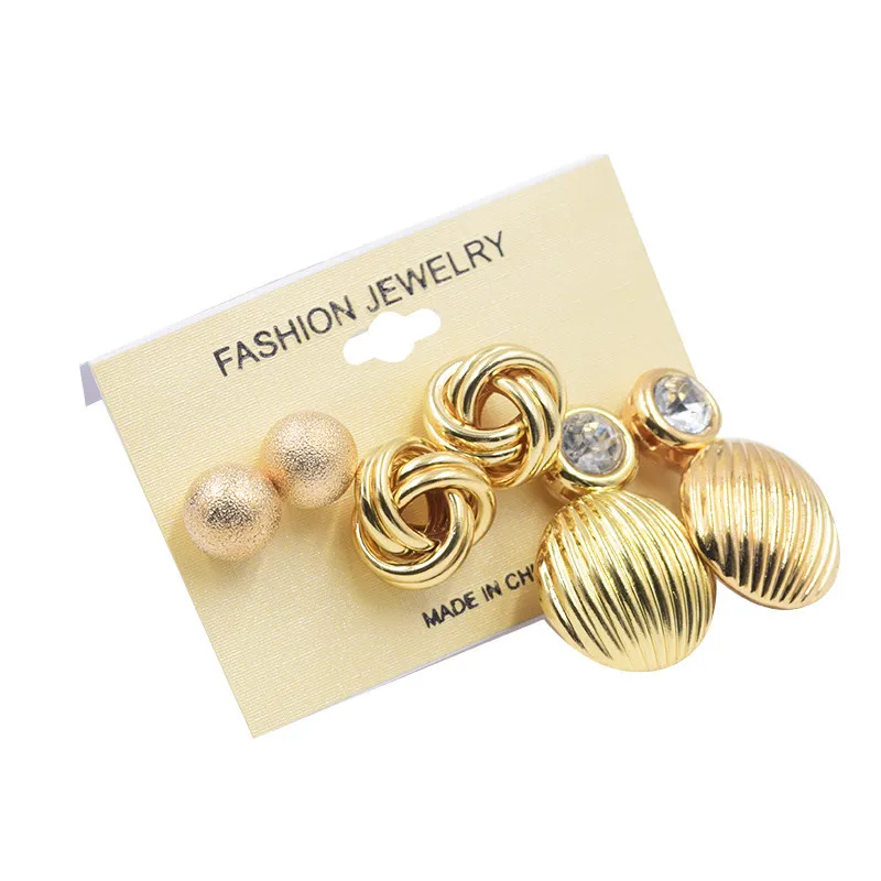 

4 Pairs/set Classic Women's Earrings Fashion Geometric Circle Pattern Statement Earrings Trendy Jewelry Gifts Popular for Women