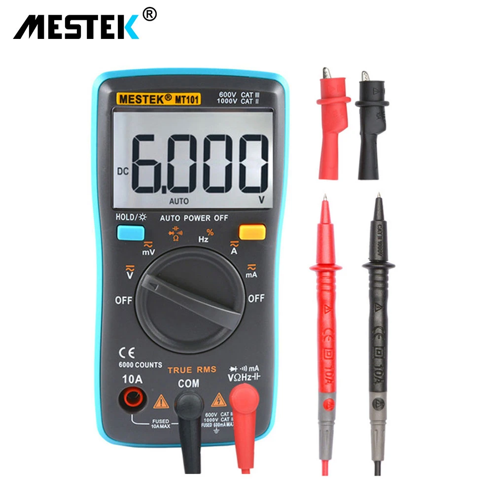 MT101 MESTEK Цифровой мультиметр MT101 MT102 True RMS Авто Диапазон Multimetro Вольтметр Амперметр емкость температура Ом Гц NCV тестер - Цвет: MT101