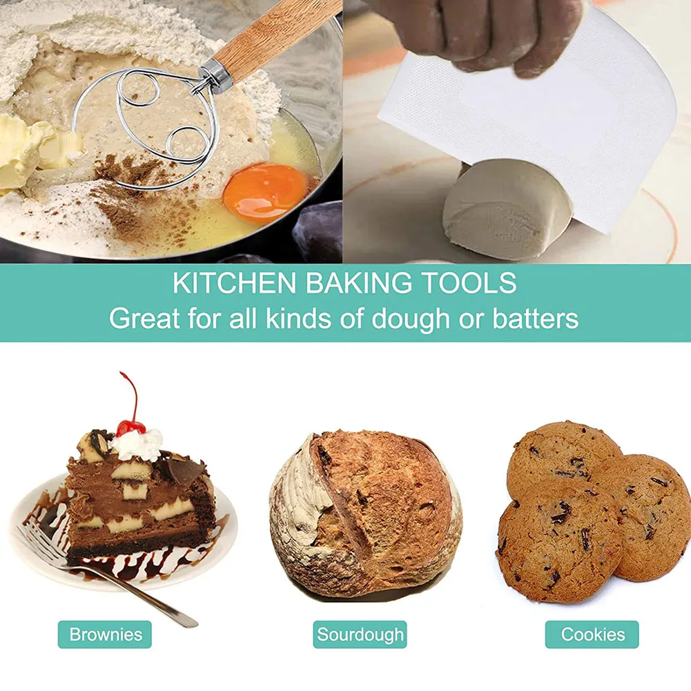 

2PCS Danish Dough Whisk Flour Hand Mixer For Bakeware Bread Cookie Dumpling Pizza Dough Tool Kitchen Accessories