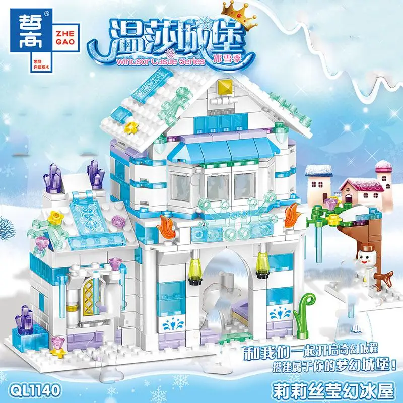 

Friend For Girl Windsor Ice Castle Building Block Kit Magic Igloo Princess House model Assembled bricks educational kids Toys