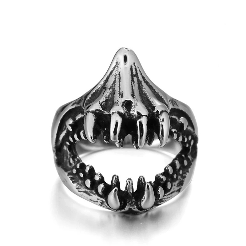 

Birthday Gift Punk Style Stainless Steel Wedding Bands High Polish Skeleton Shark Rings for Women Anniversary Hip Hop Jewelry