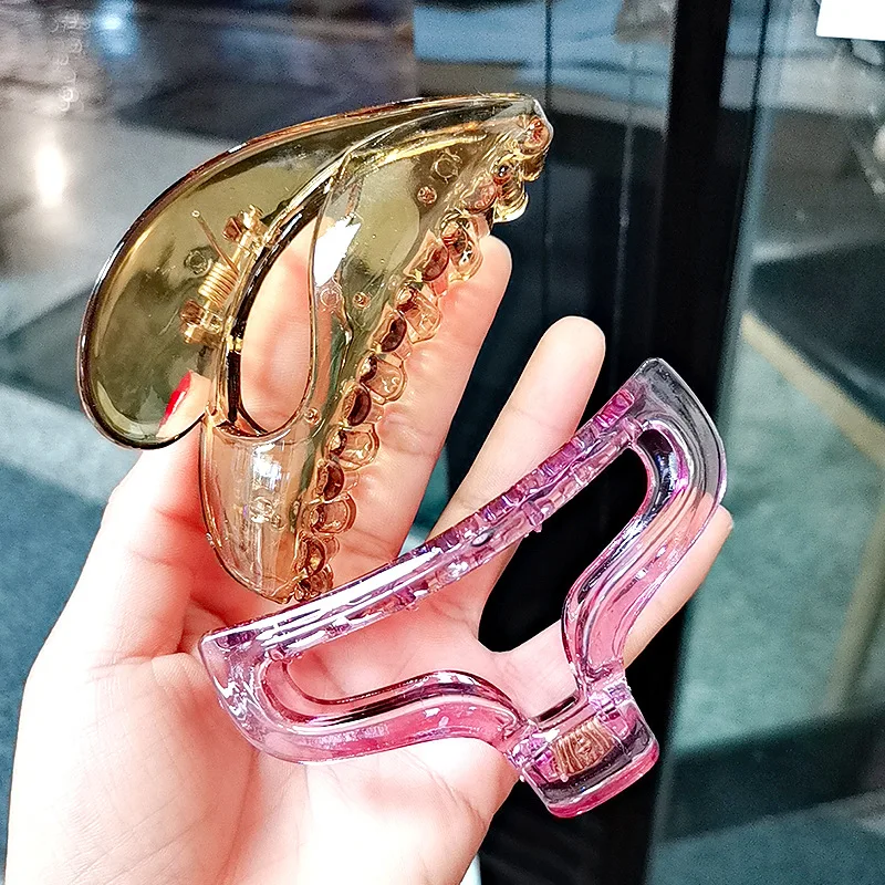 Новая мода Простой Прозрачный карамельный цвет большой зажим заколка для волос