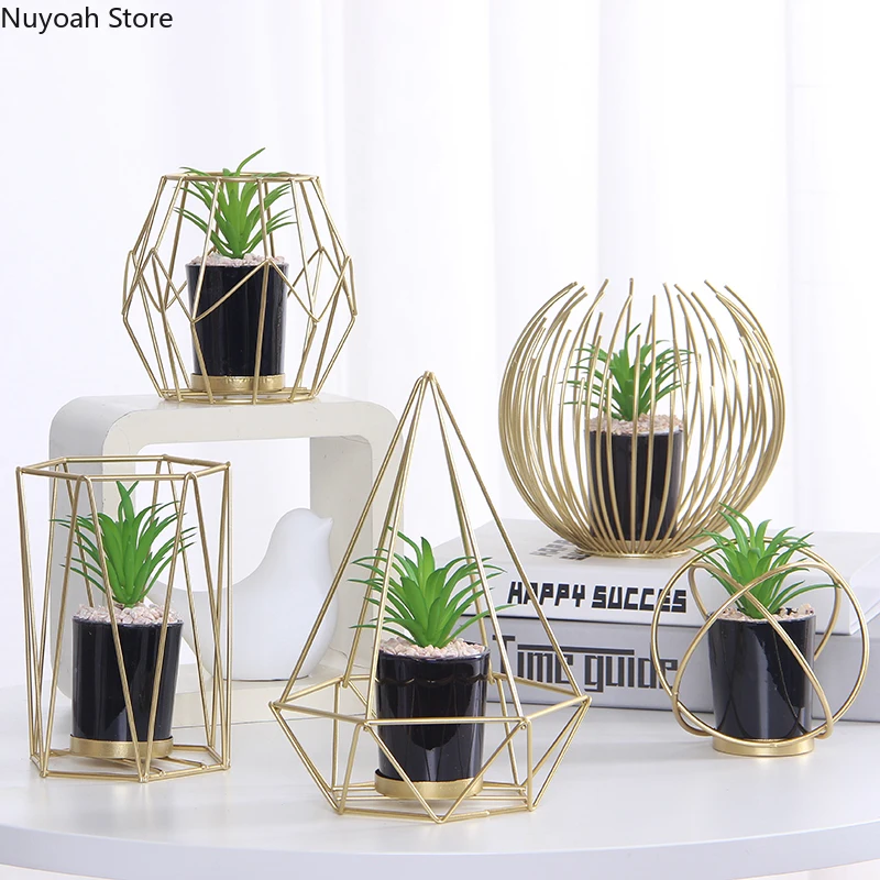 

Креативные геометрические украшения в скандинавском стиле, домашние аксессуары, металлические зеленые растения, бонсай, украшения для гос...