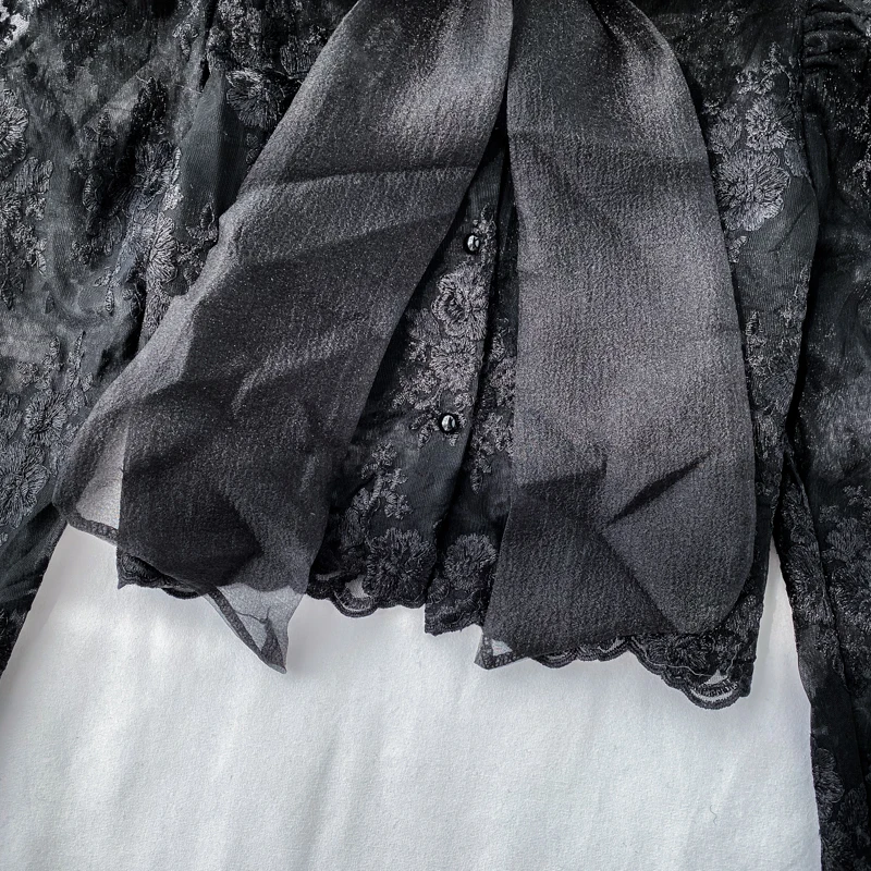 MUMUZI бандажная Сексуальная Блузка женская короткая рубашка из органзы с длинным