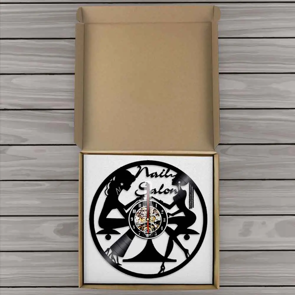 Настенные часы с виниловой пластиной для маникюра и педикюра домашний декор