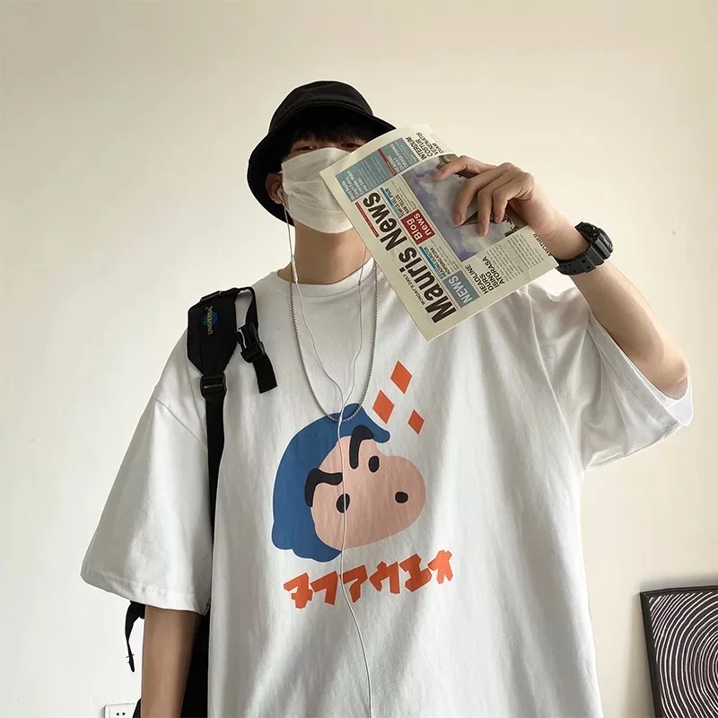 

Men's Women's Japanese Cartoon Anime Print T-Shirt O Collarshort Sleeves Half Sleeves Cartoon Loose Casual Shirt Couple 2021 New