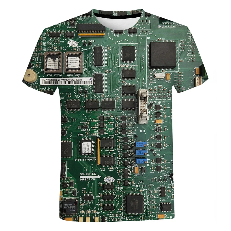 

Harajuku clothing circuit board 3D printing men's T-shirt female summer leisure electronic chip short sleeve 2022 hot models