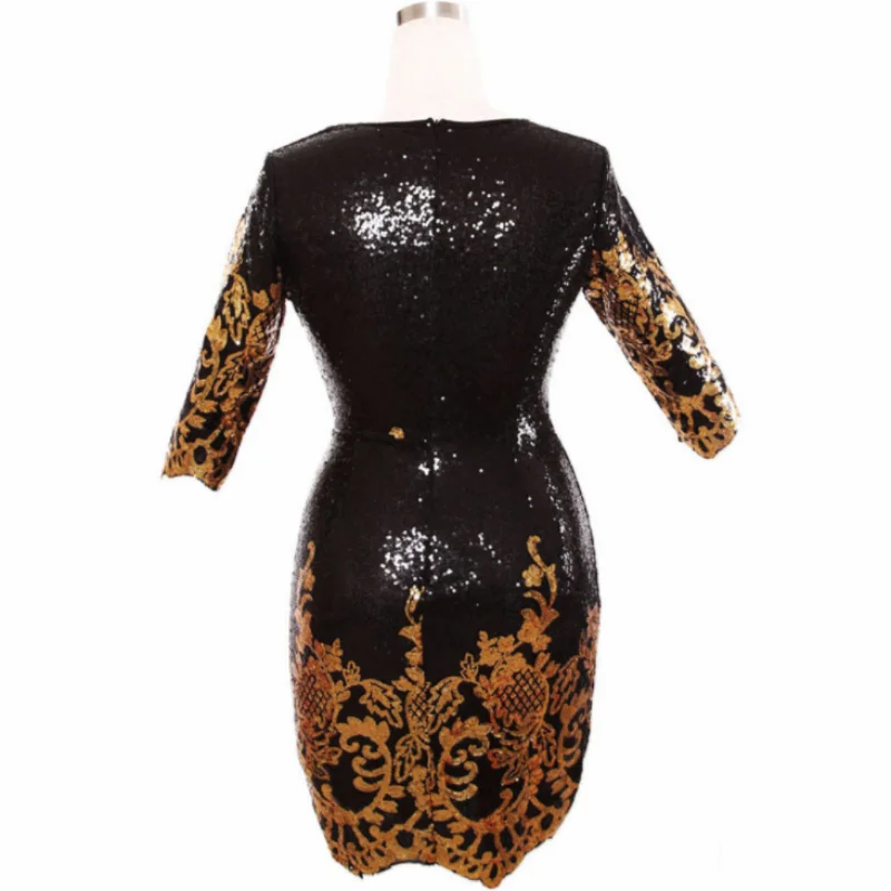 Женское платье с блестками La MaxPa модное облегающее V образным вырезом и длинным