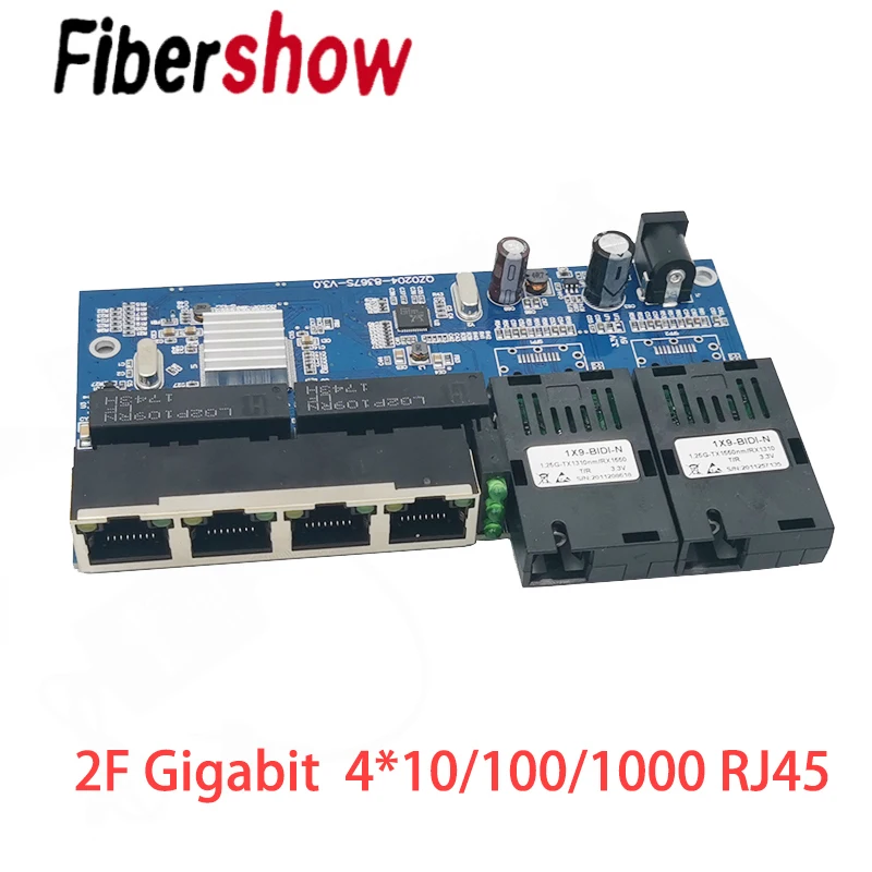 Ethernet коммутатор Gigabit волоконно-оптический медиа-конвертер 4 RJ45 2 10/100/1000M UTP 2F 4E порт
