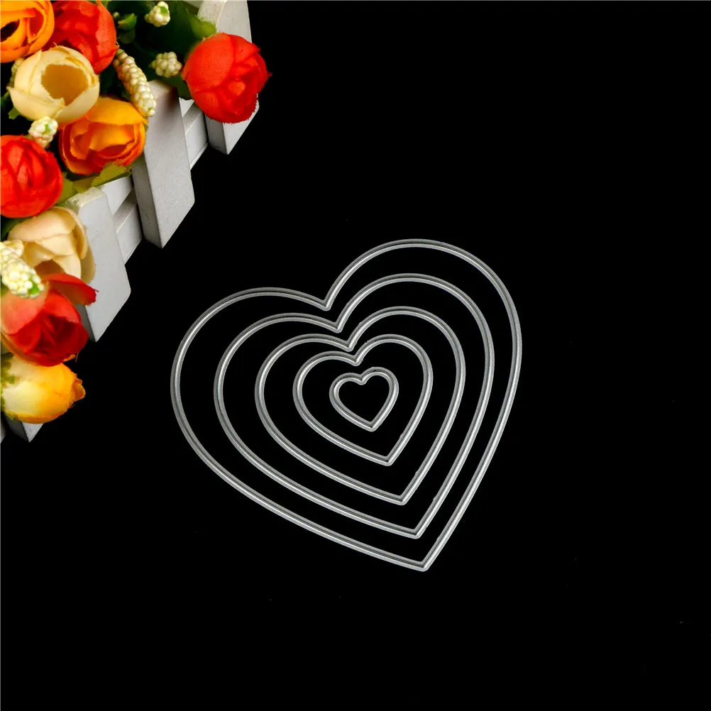 5 шт./компл. форма сердца DIY металлические штампы для тиснения трафарет