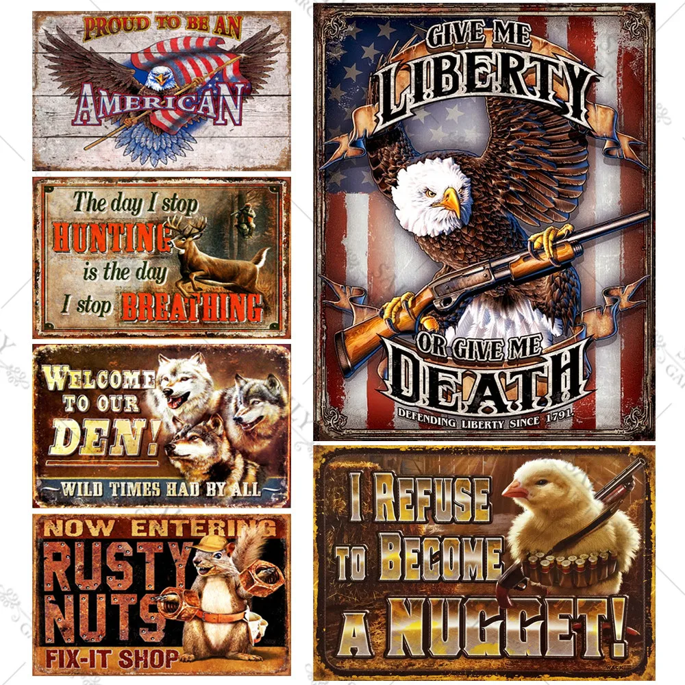 

Wild Animal Home Bar Accessories Tin Sign Posters On The Wall Stickers West Cowboy Man Cave Poster Vintage Retro Decor Garden