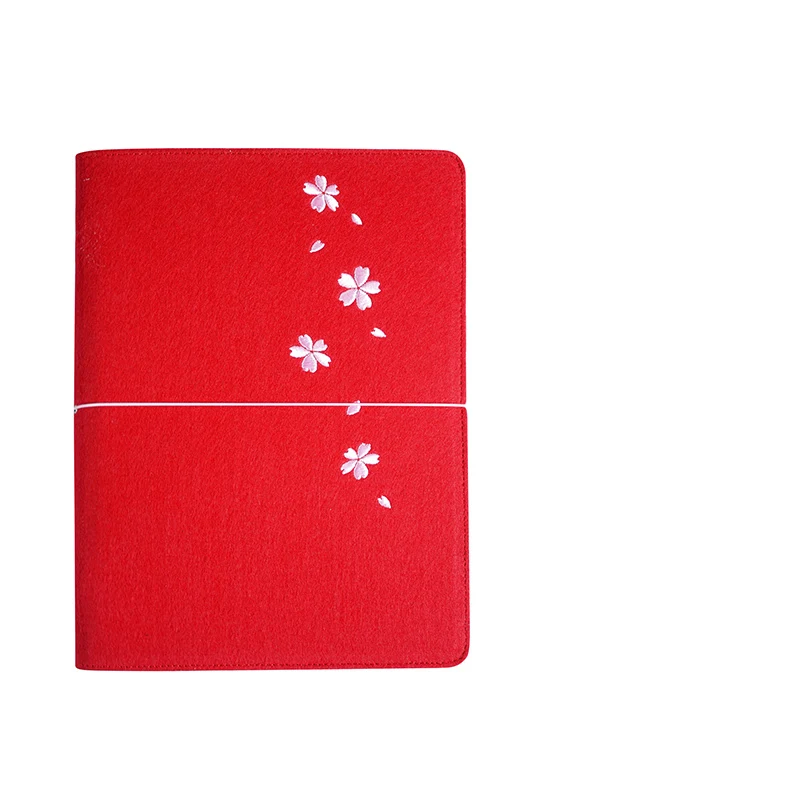 Cherry Bandage Red Фетровая Обложка для ноутбука офисная тетрадь B5 большой блокнот планировщик ежедневных заметок многоразовые блокноты бизнес Канцтовары на заказ - Цвет: Cherry Bandage Red