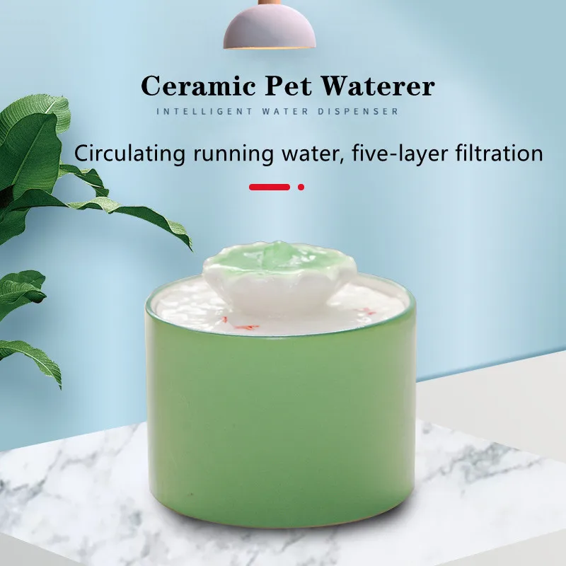 

Питьевая керамическая поилка для кошек, автоматический питьевой фонтанчик для собак, 1 л, миска для домашних животных