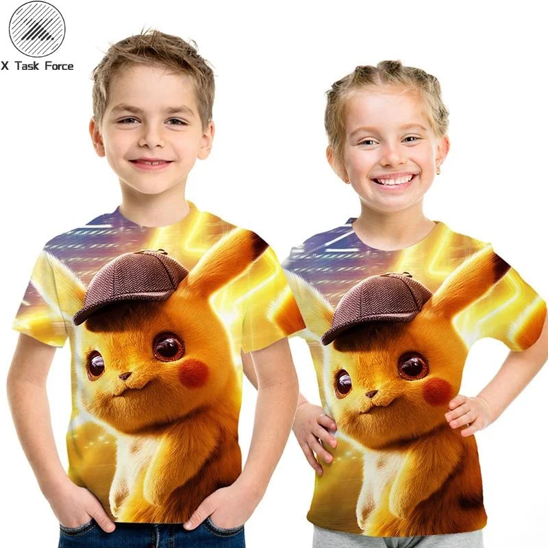Новинка 2019 года Детская футболка с героями мультфильмов 3D принтом Покемон и