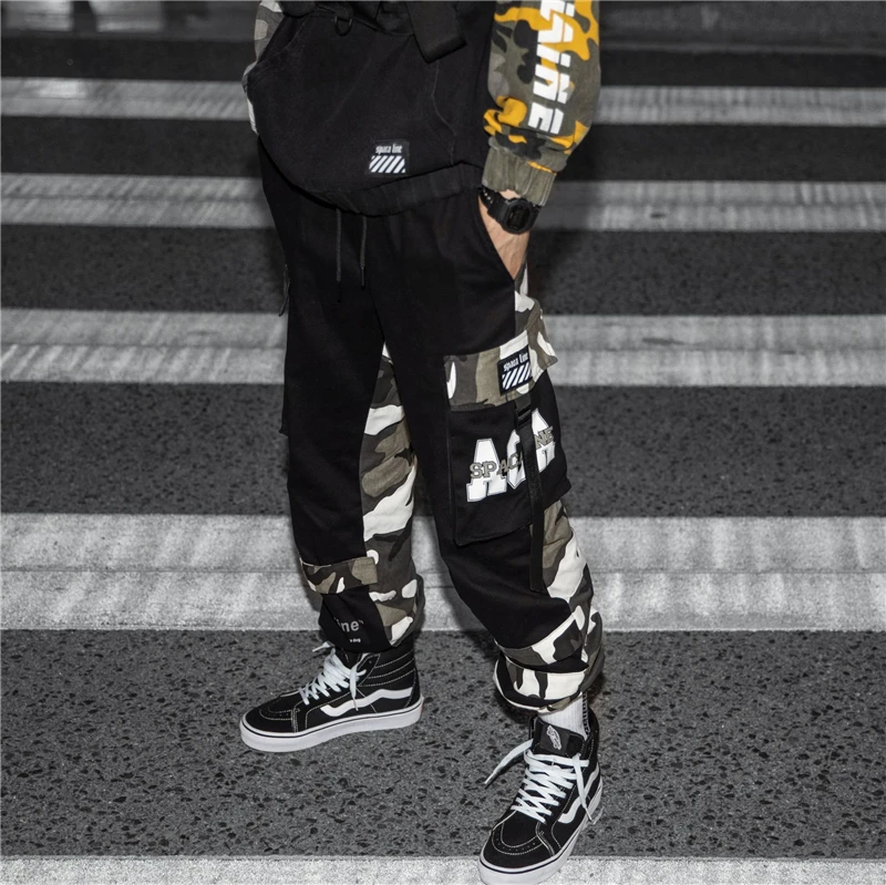 US Size Streetwear Camouflage Patchwork Sweatpants Men Jogger Elastic Waist 2019 Autumn Mens Camo Joggers Casual DG182 | Мужская одежда