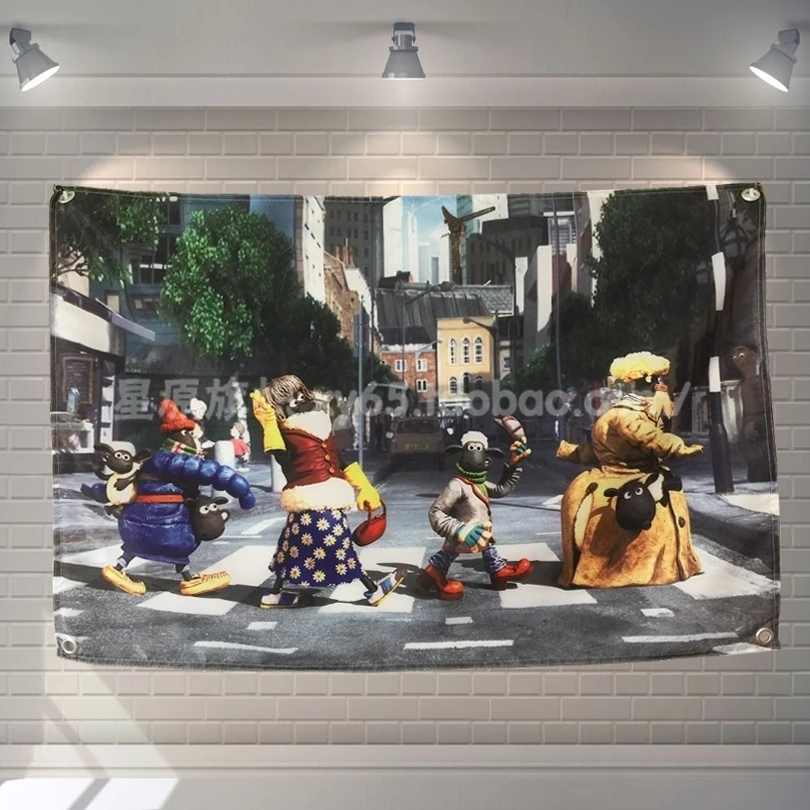 Большой баннер в стиле ретро Овечка Шон 56 х36 дюймов постер с логотипом рок группы