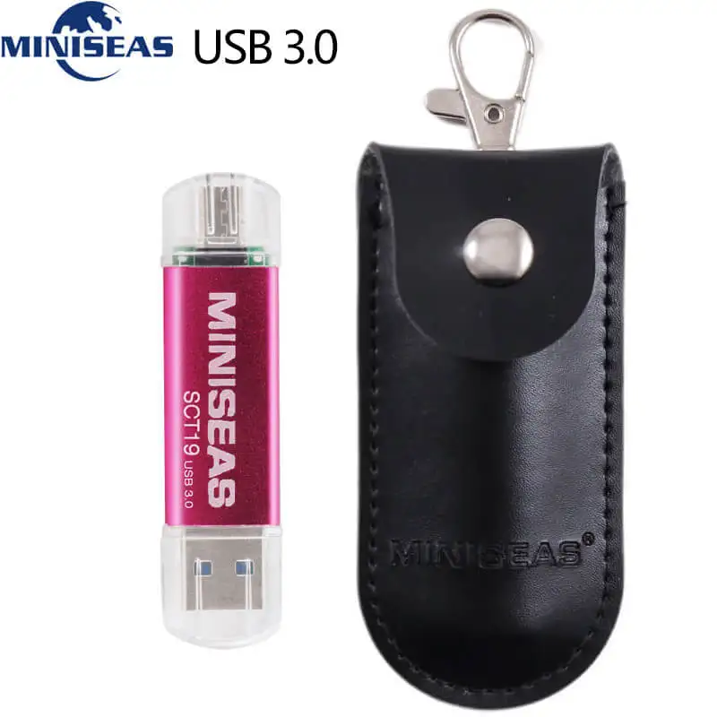 Pink with bag Usb 3,0 Miniseas OTG USB флеш-накопитель для смартфонов/планшетов/ПК 8 ГБ 16 ГБ 32 ГБ 64 Гб 128 ГБ флеш-накопитель высокоскоростной флеш-накопитель - Цвет: Pink with bag