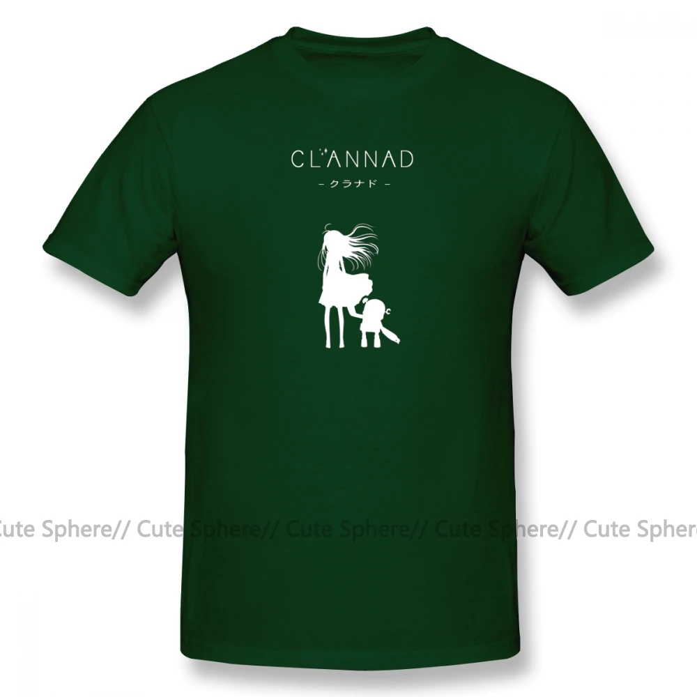 Clannad/футболка, CLANNAD Robot, белая футболка, летняя футболка из 100 хлопка, футболка с потрясающим принтом 5x - Цвет: Dark Green