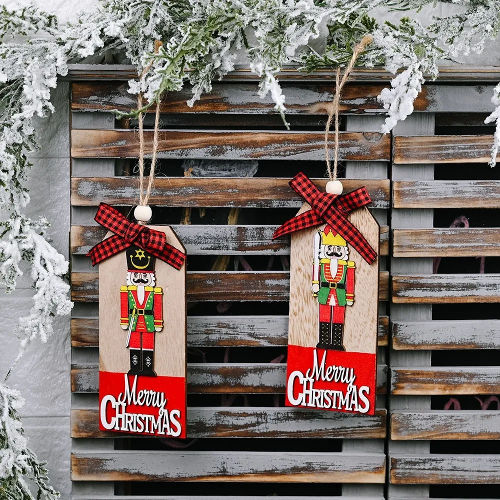 

Christmas decorations wooden walnut soldier wooden sign pendant letter card small tree pendant wooden sign pendant new product
