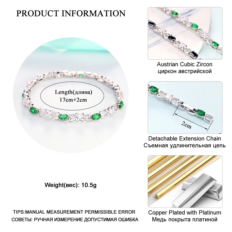 

LADYCHIC Fashion Crystal Bowknot Bracelet for Women Brilliant Green Zirconia Silver Color Bangle Jewelry Accessories Gift LB1009